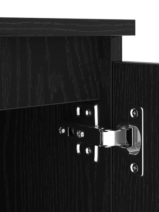 TV Stand Wooden with LED Lighting Black Oak L140xW40xH35.5cm