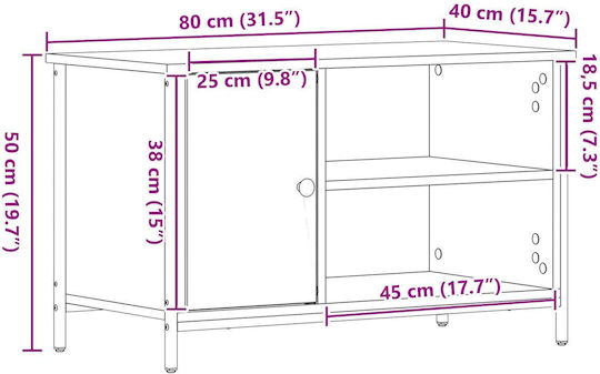 Black Oak TV Stand L80xD40xH50cm