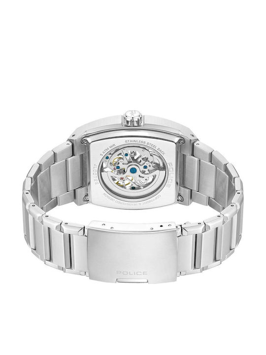 Police Skeletor Men's Watch Automatic with Silver Metal Bracelet