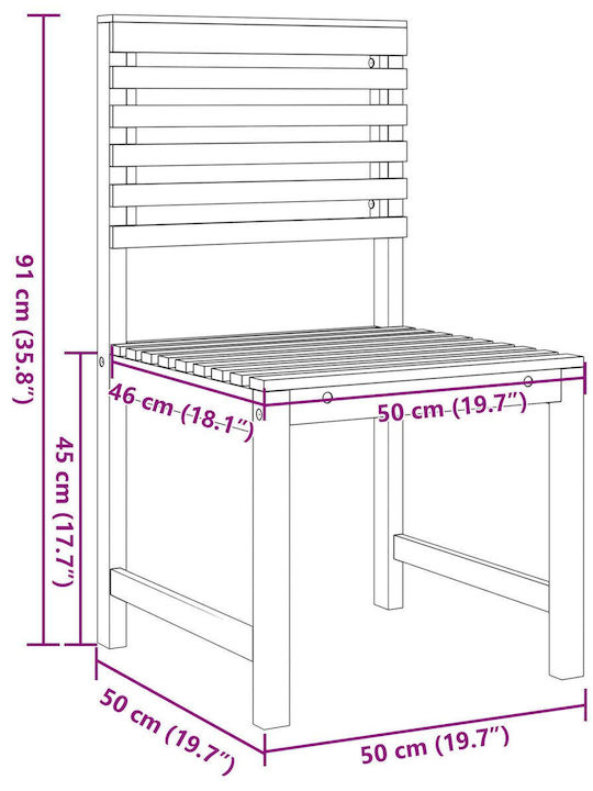 Scaun de exterior Lemn Maro cu pernă 2buc 50x50x91cm