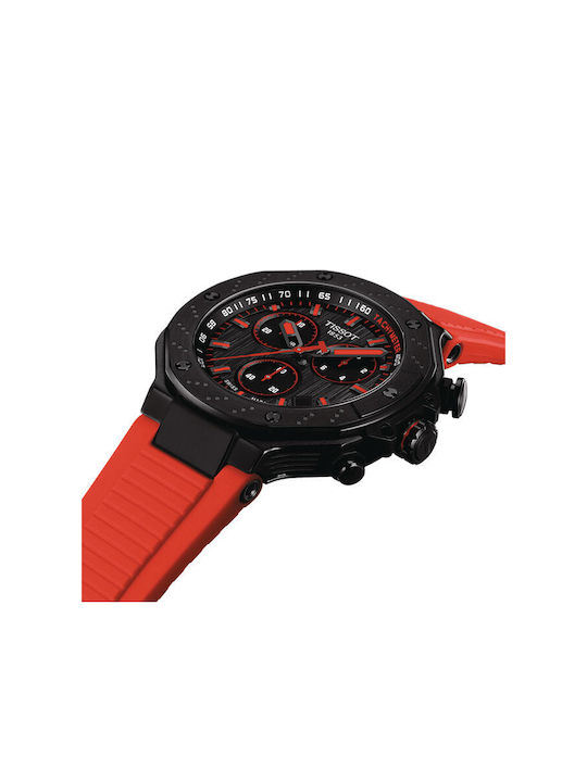 Tissot T-sport T-race Часовник Хронограф Батерия с Червен Каучукова Каишка