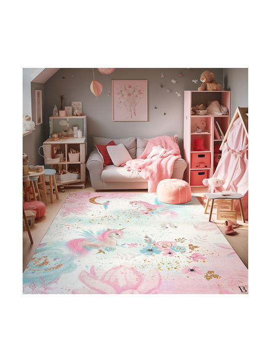 Beauty Home Kinder Teppich Einhorn Rosa 120x180cm