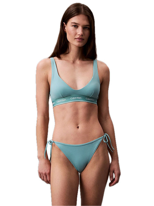 Padded Triangle Bikini Top with Adjustable Straps Petrol Blue