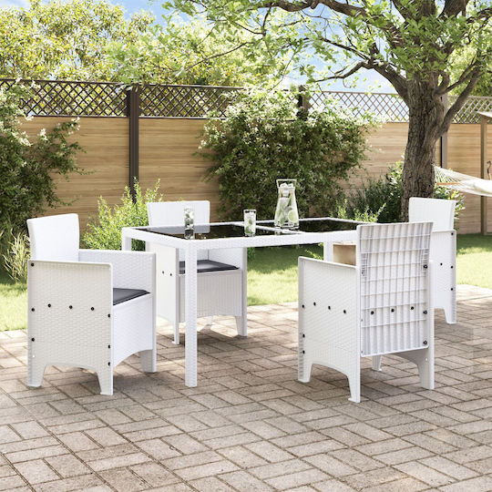Outdoor-Sessel Kunststoff Λευκό, Ανθρακί mit Kissen 4Stück 53x49x85εκ.
