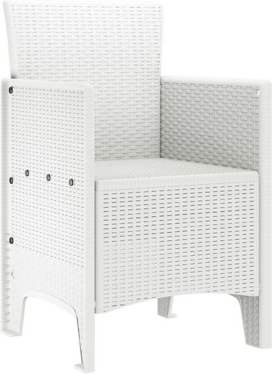 Outdoor Armchair Plastic White 2pcs 53x49x85cm