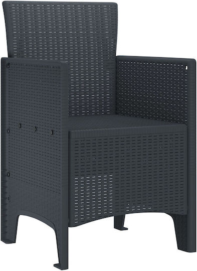 Outdoor Armchair Rattan Anthracite 4pcs 53x49x85cm