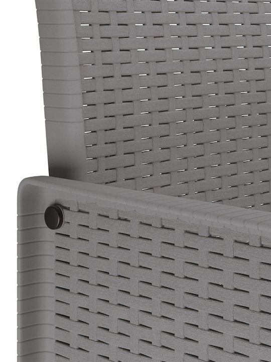 Fotoliu de exterior Rattan Gri deschis cu pernă 2buc 53x49x85cm
