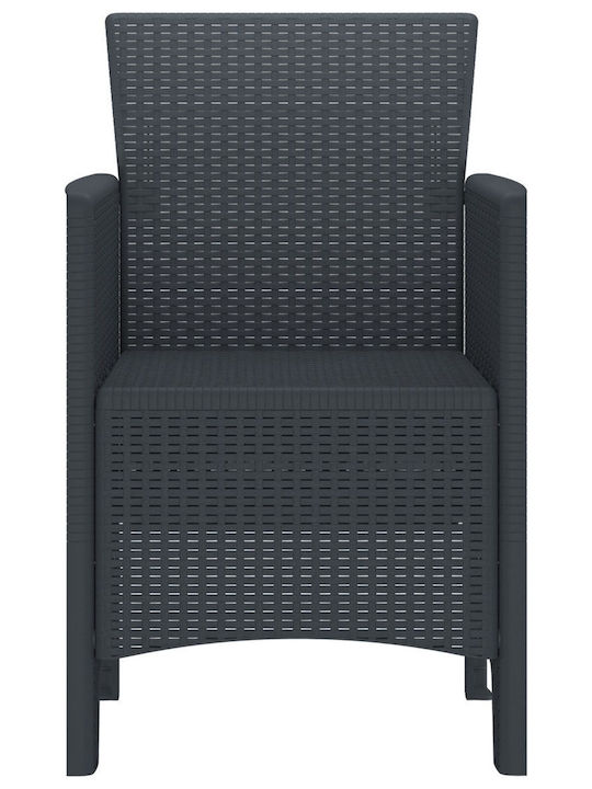 Fotoliu de exterior Rattan Cărbune de lemn 4buc 53x49x85cm