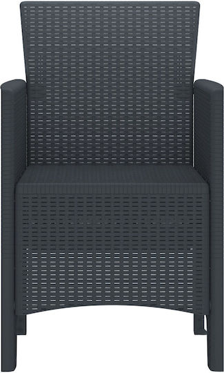 Outdoor Armchair Rattan Anthracite 4pcs 53x49x85cm