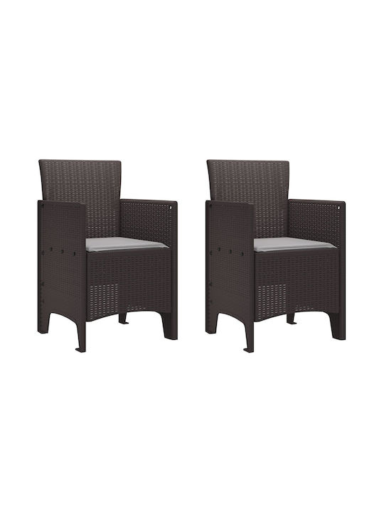 Fotoliu de exterior Rattan Maro cu pernă 2buc 53x49x85cm