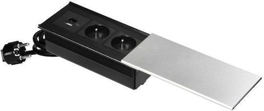 Orno Double Walled Power Socket with 2 USB Ports and Lid Silver