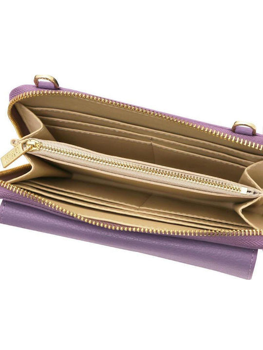 Large Leather Women's Wallet Travel Lilac