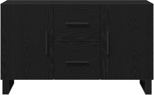 Sideboard Wooden with Drawers Black Oak 100x36x60cm