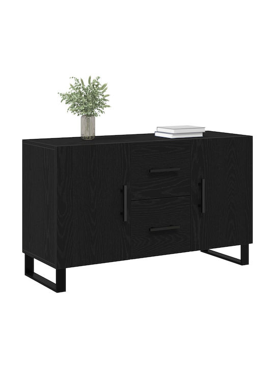 Sideboard Wooden with Drawers Black Oak 100x36x60cm