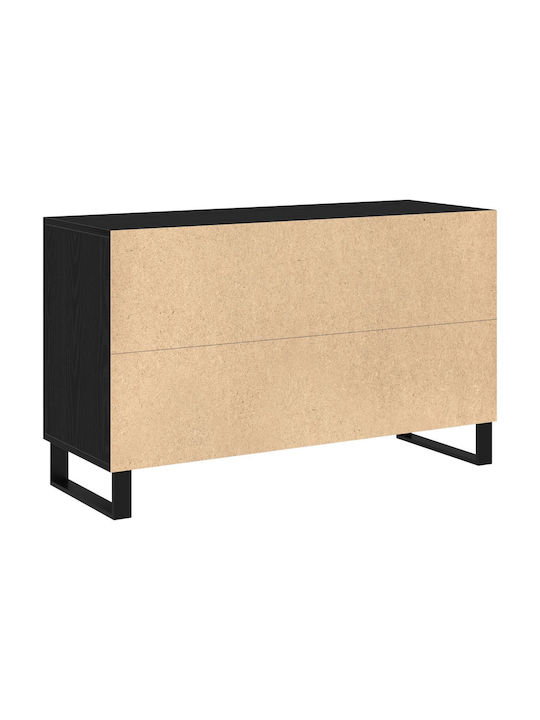 Sideboard Wooden with Drawers Black Oak 100x36x60cm