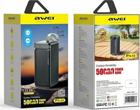 Awei PA-13 Power Bank 50000mAh 22.5W Power Delivery Black