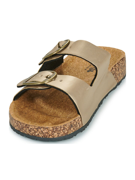 Women's Flat Sandals in Gold Color