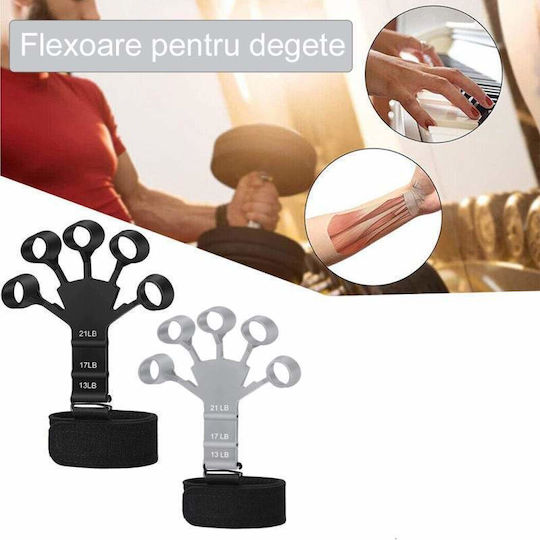 Set 2 Finger Flexors Siks Hand Support Strap 3 Levels Difficulty Physical Recovery Finger Flexion Extension Training Silicone Black Grey