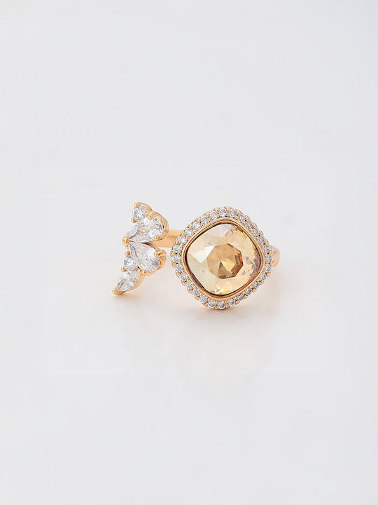 Chrysothemiss Γυναικείο Δαχτυλίδι Golden Halo Blossom Σαμπανιζέ Κρύσταλλο Επιχρυσωμένο 18κ Χρυσό Chrysothemiss Γυναικείο Δαχτυλίδι Golden Halo Blossom Σαμπανιζέ Κρύσταλλο Επιχρυσωμένο 18κ Χρυσό
