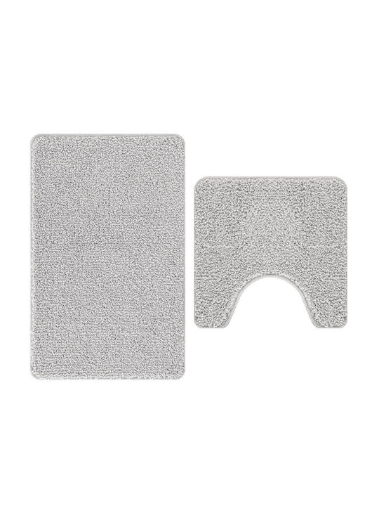 vidaXL Αντιολισθητικό Σετ Πατάκια Μπάνιου Microfiber 4019855 Γκρι 2τμχ