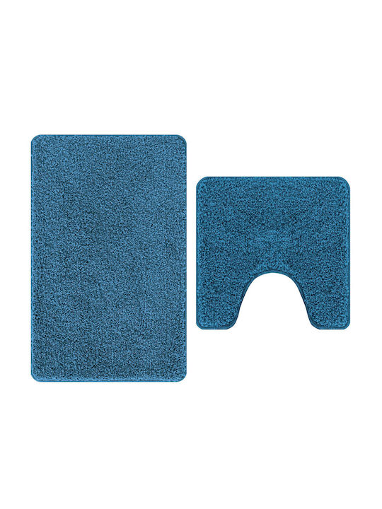 vidaXL Non-Slip Bath Mats Set Microfiber 4019863 Blue 2pcs