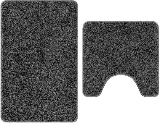 vidaXL Αντιολισθητικό Σετ Πατάκια Μπάνιου Microfiber 4019854 Σκούρο Γκρι 2τμχ