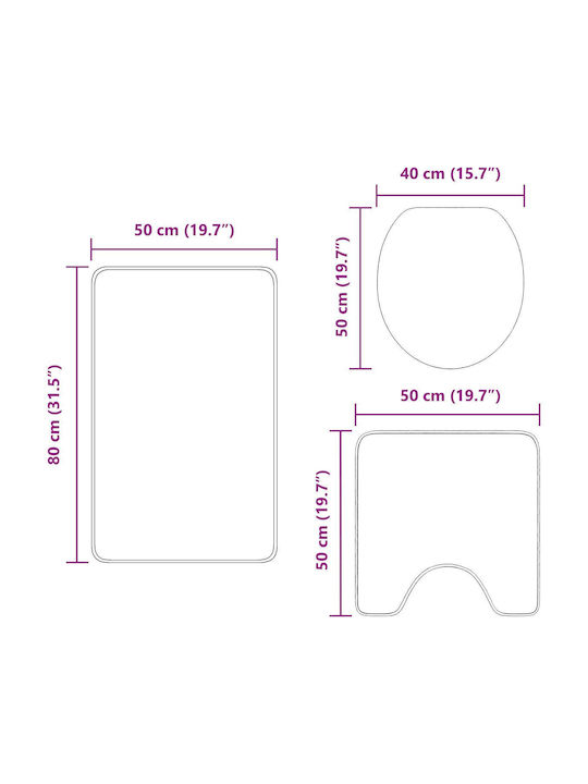 vidaXL Set Antiderapant Covoare De Baie Microfibra 4019870 Turcoaz 50x80cm 3 Bucăți