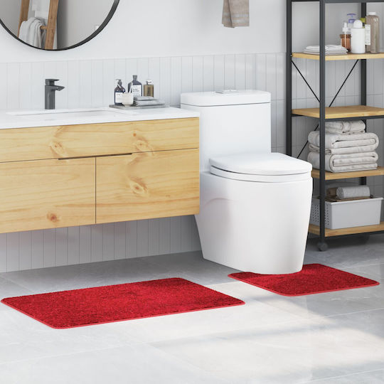vidaXL Non-Slip Bath Mats Set Cotton 4019858 Red 2pcs