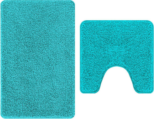 vidaXL Non-Slip Bath Mats Set Microfiber 4019860 Turquoise 2pcs