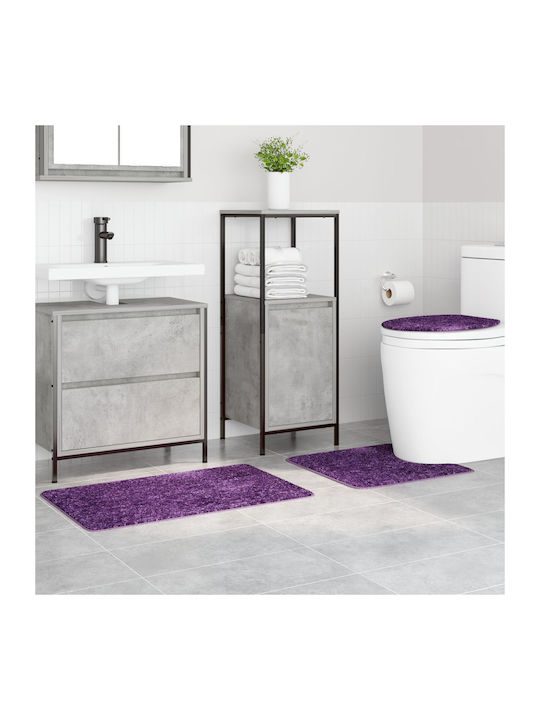 vidaXL Rutschfestes Set Badematten Mikrofaser 4019872 Lila 50x80cm 3 Stück