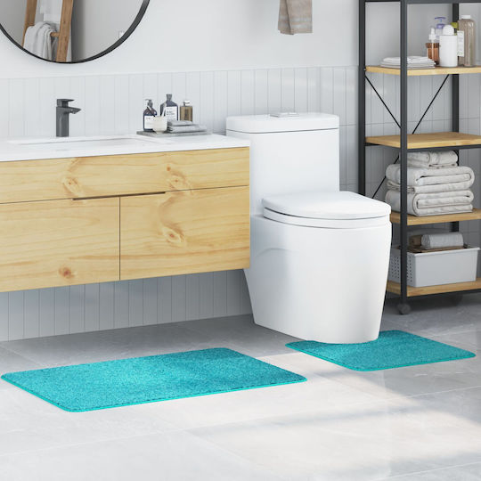 vidaXL Non-Slip Bath Mats Set Microfiber 4019860 Turquoise 2pcs