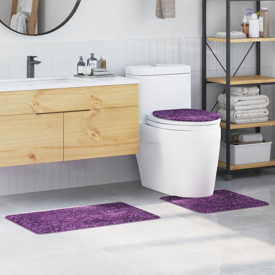 vidaXL Αντιολισθητικό Σετ Πατάκια Μπάνιου Microfiber 4019872 Μοβ 50x80εκ. 3τμχ