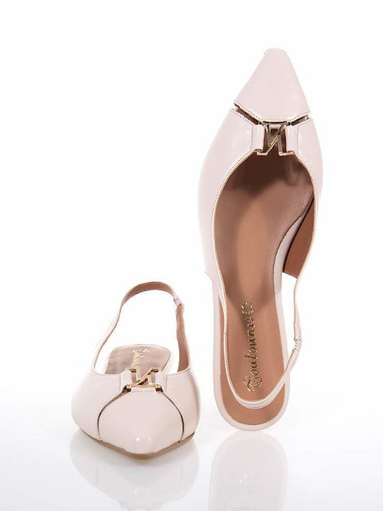 Lederne Damen Ballerinas Slingback in Beige Farbe
