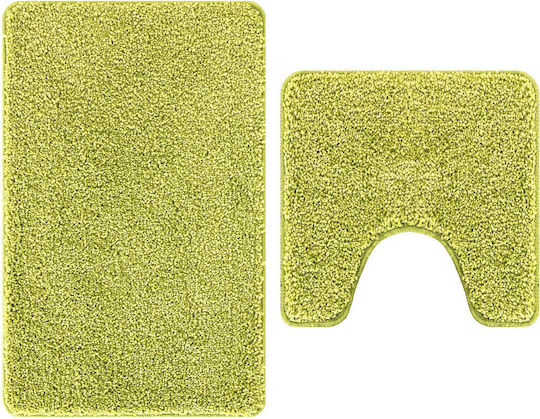 vidaXL Αντιολισθητικό Σετ Πατάκια Μπάνιου Microfiber 4019859 Πράσινο 2τμχ