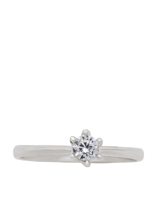 Savvas Design Einzelner Steinring aus Weißgold 14K