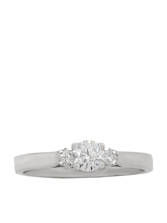 Savvas Design Einzelner Steinring aus Weißgold 18K