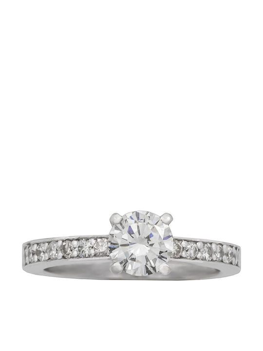 Savvas Design Einzelner Steinring aus Weißgold 18K