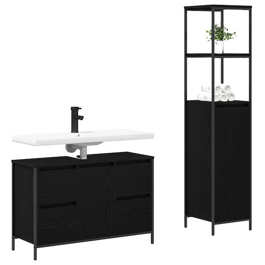 vidaXL Πάγκος με Νιπτήρα Μ90xΒ34.5xΥ60cm Μαύρη Καρυδιά