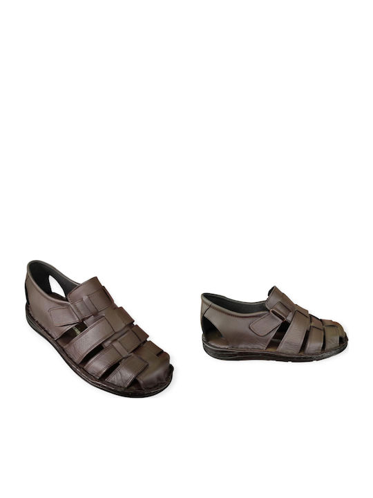 Leder Herrensandalen in Braun Farbe
