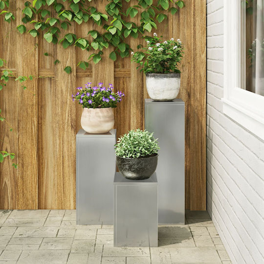 vidaXL Ανθοστήλες Μεταλλικές Γκρι 24x24x35εκ. 3τμχ