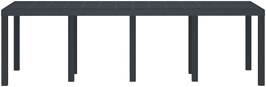 Τραπέζι Εξωτερικού Χώρου Rattan Ανθρακί 250x100x73εκ.