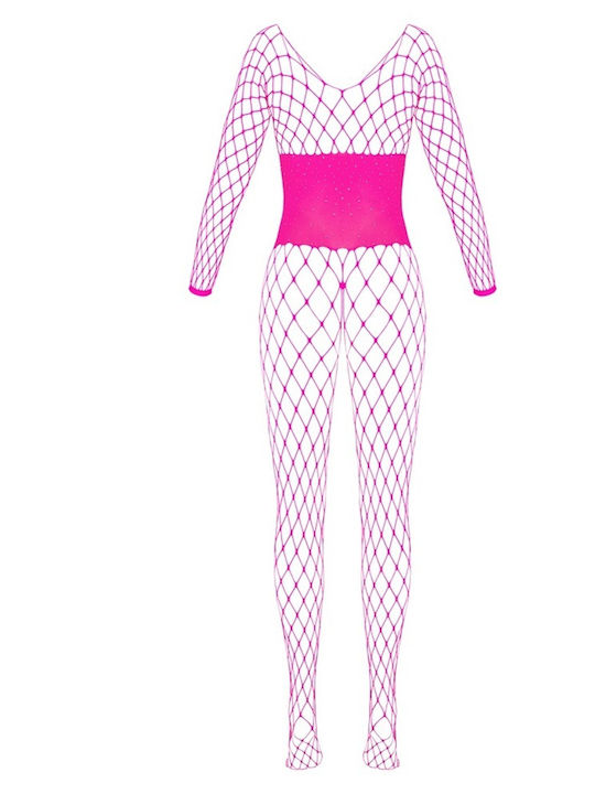 Cotelli Schrittloser Pinker Catsuit mit langen Ärmeln Produktcode Sw-51622