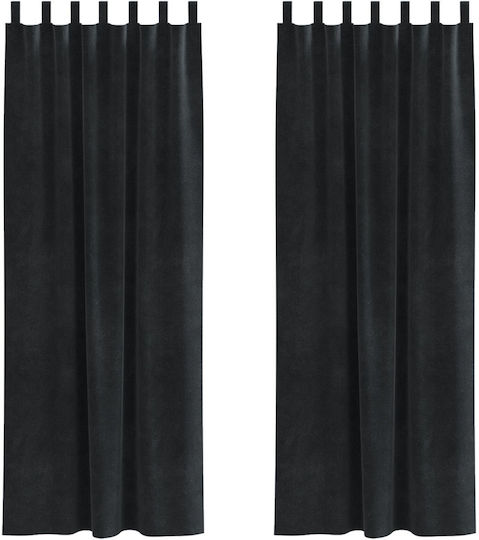 vidaXL Set Curtains with Tab Top Black 140x225cm