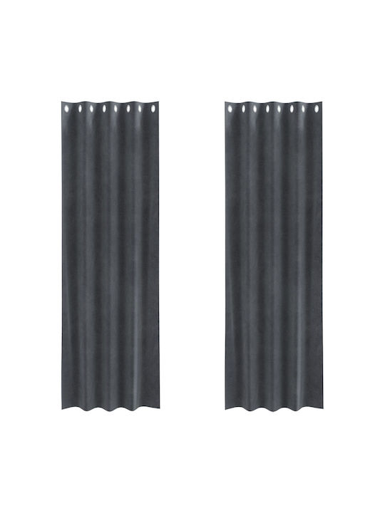 vidaXL Set of Gray Blackout Curtains with Tab Tops 140x225 cm