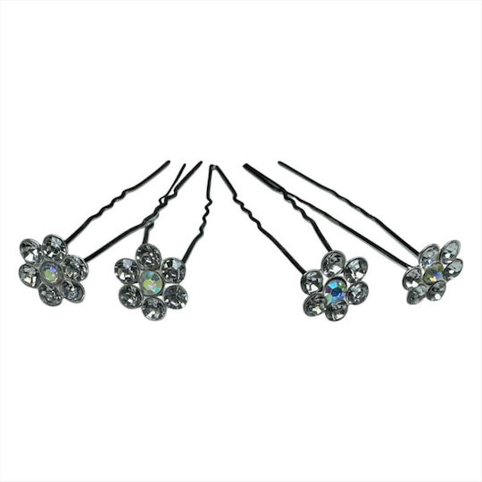 Decorative Flower Rhinestone Hairpin 4pcs