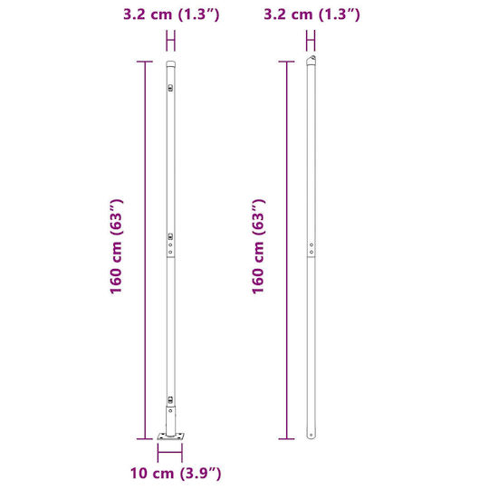 vidaXL Придържащ клипс за Ограда на Градина от Пластмаса 3.2x3.2x83.5бр 1бр Gray