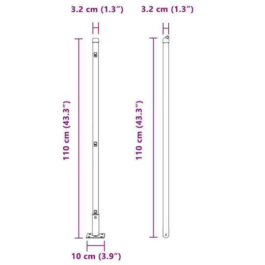 vidaXL Draht für Gartenzaun aus Stahl 3.2x3.2x110cm 26Stück Silver