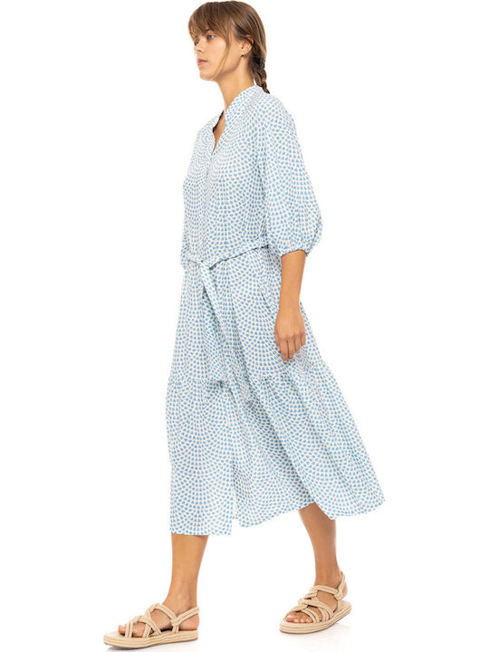 Pink Label Women's Maxi Dress Beachwear Vista Blue & Cream