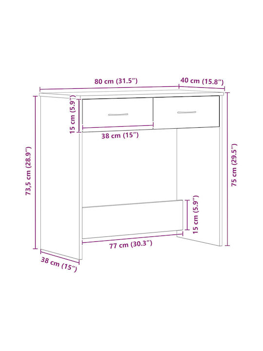 Γραφείο Ξύλινο Μαύρο Δρυς 80x40x75εκ.
