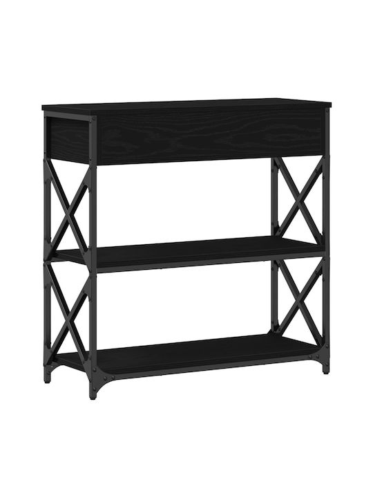 Console Table Wood & Metal Μαύρη Δρυς L75xW28xH75cm